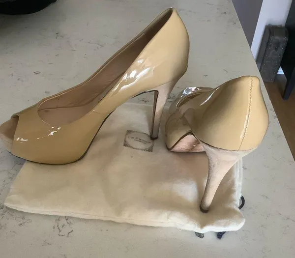 La Fenice Venezia nude patent leather peep toe heels platform high heel shoes 7 - Image 5