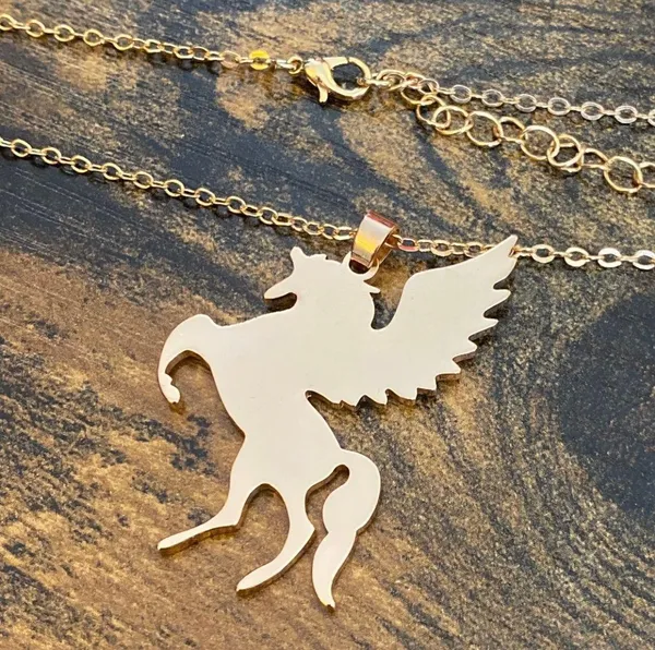 Unicorn Pegasus Necklace Gold - Image 2