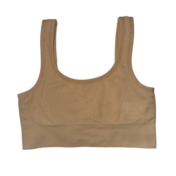 Quince Comfort Rib Tank Bralette Sand Women's Small Soft Beige Comfy Pull On - Image 2