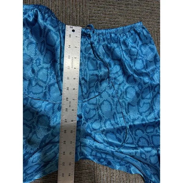 Morgan Taylor Intimates Pajama Set Women’s Small Blue Satin Snakeskin Pants/Tank - Image 11