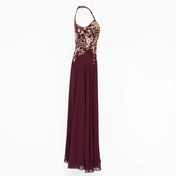 Betsy & Adam‎ - "Celeste" Long Embroidered Chiffon Gown. - Image 5