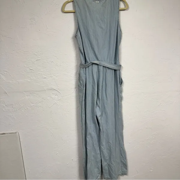 Obey Blue White Striped Sleeveless Jumpsuit Womens 27 Beachy Lightweight Casual - Image 11