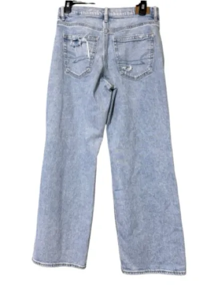 American Eagle size 4 short strigid light denim distressed jeans preppy casual - Image 2