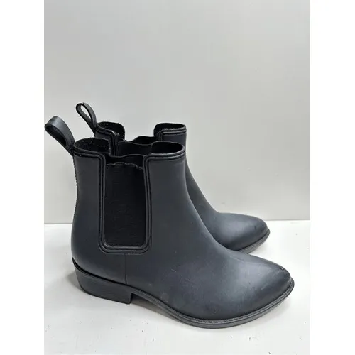 Jeffrey Campbell Rosana Black Matte Rubber Chelsea‎ Rain Boots Size 6 - Image 2