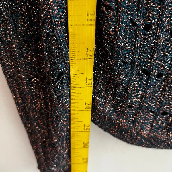 Anthropologie Pilcro Green Metallic‎ Crochet Sweater Boho Holiday Artsy Small - Image 5