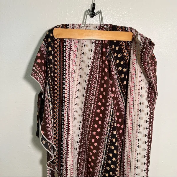 Women's True Wrap Maxi Skirt White Black Brown Pink Floral Geometric Boho Gypsy - Image 9