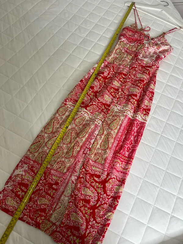 Zara Paisley Slip Midi Dress Front Slit Boho Beachy Coquette Festival Summer Size S - Image 9
