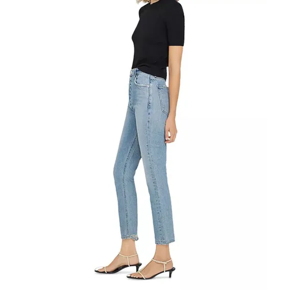 Agolde Nico Slim High Rise Ankle Distressed Button Fly Stretch Jeans Womens 28 - Image 6