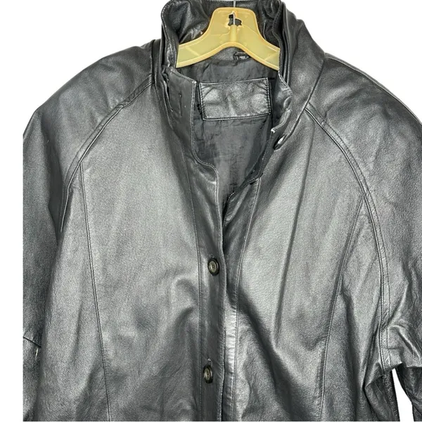 Vintage‎ Black Leather Coat Size L - Image 2