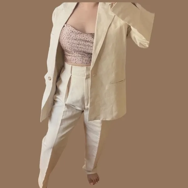 Anthropologie Rachael Wang Oversized oatmeal blazer neutral NWOT size Large‎ - Image 2