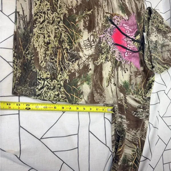 Y2K Cabelas Camo Hoodie Womens‎ Medium Green Advantage Max 1 Open Terrain Heart. - Image 9