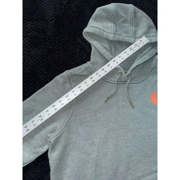 Carhartt‎ Women's Hoodie Relaxed Fit Pullover Fleece Logo Sleeve Workwear Sz M - Image 9