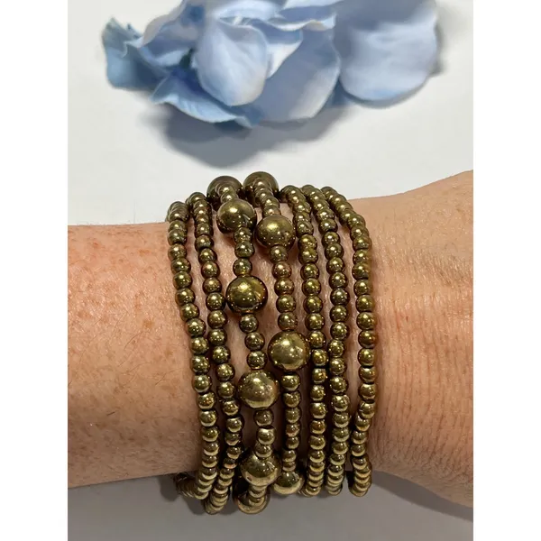 Gold Tone‎ Beaded Stretch Bracelet Set Stackable Layering Boho - Image 4