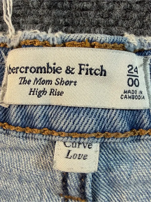 Abercrombie & Fitch The Mom Short High Rise 24 Denim Cutoffs Distressed Raw-hem - Image 7