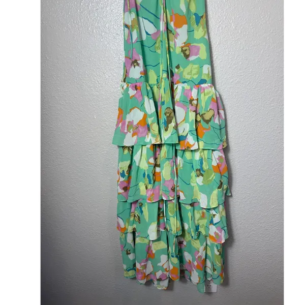 ASTR the Label Aneira Floral Tiered Maxi Dress Green Pink Multi Size‎ S - Image 4