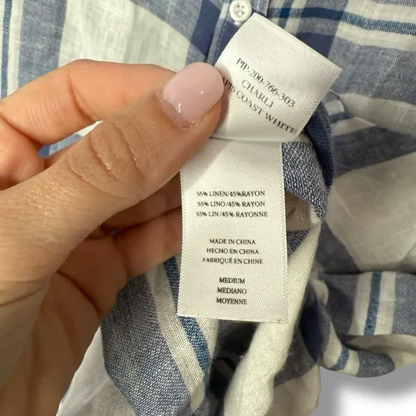 Rails Hunter‎ White Indigo Melange Plaid Women's Size M Long Sleeve Button Shirt - Image 3