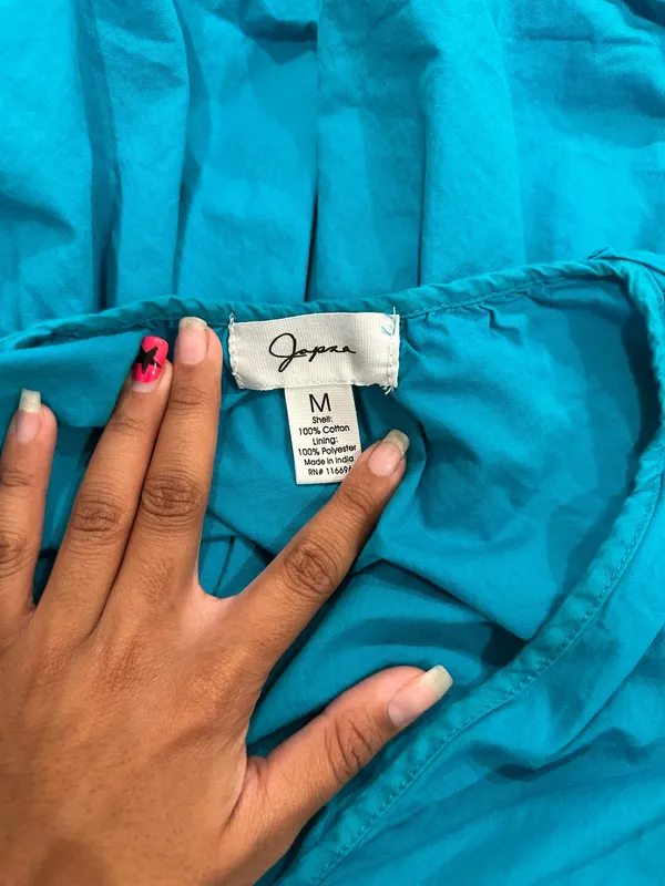 NWOT Japna Teal Poplin Mini Dress Size M - Image 3