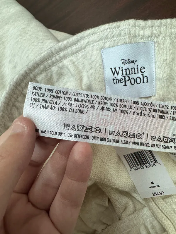 NWT Disney Winnie The Pooh Wide Leg Beige Sweatpants Size Medium - Image 9