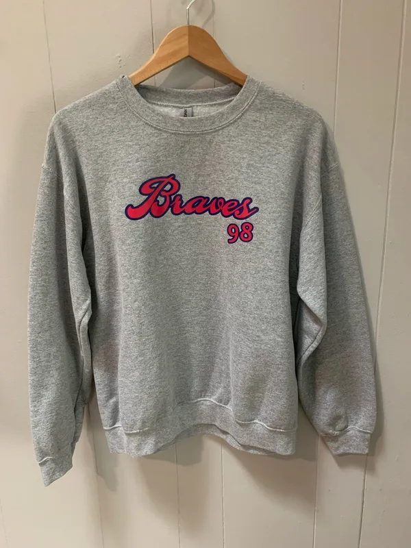 Morgan Wallen 98 Braves Crewneck Unisex Sweatshirt Gray Country Medium - Image 2