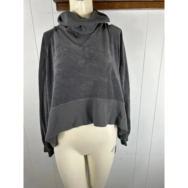 Free People Movement Last Chance Oversize Velour Charcoal Pullover Size M - Image 4