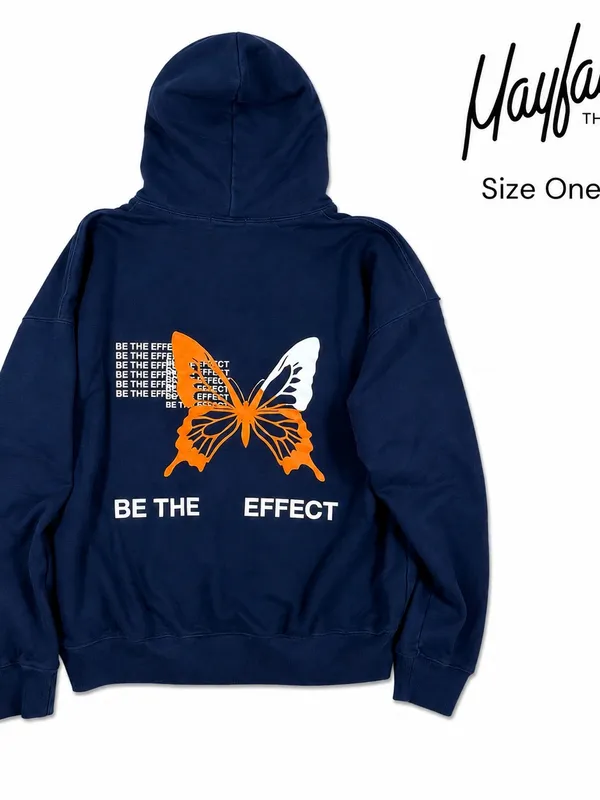 Mayfair The Label Be The Effect Butterfly Hoodie OS Navy Oversized - Image 2
