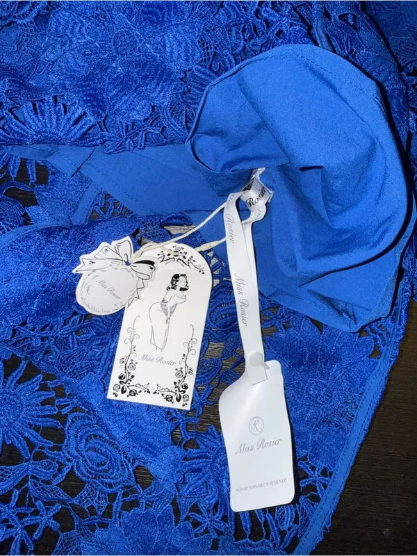 Miss Rosier Jochebed Blue Floral Appliqué Maxi Dress with Cut-Outs NWT - Image 6