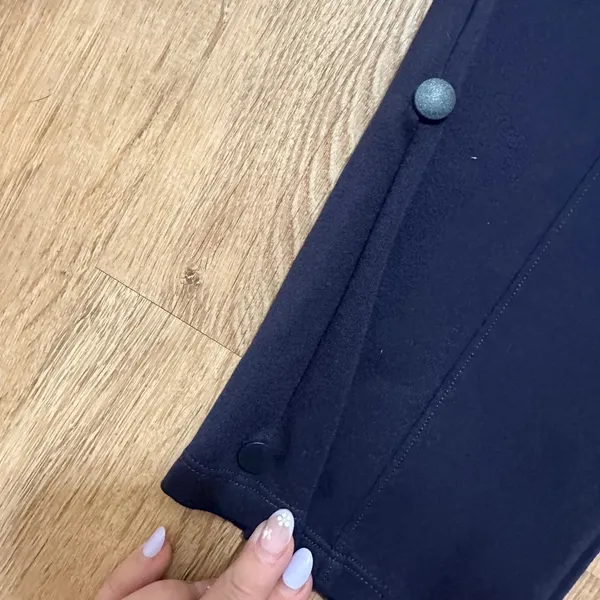 Halara |‎ Navy Blue Snap Ankle High Waisted Pintuck Straight Leg Pants, Size S - Image 3