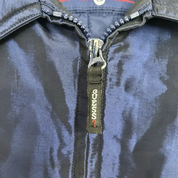 Guess Women's Dark Blue Shiny Long Winter‎ Jacket Size Small Missing Belt - Image 4