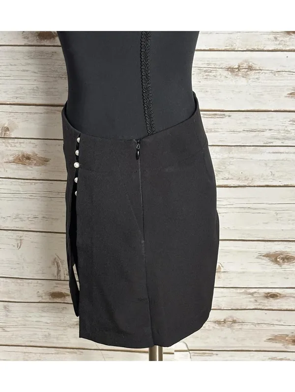 Zara Basic black pearl embellished wrap-style skort XS minimalist modern classic - Image 3