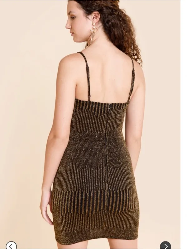 NWT ROW A Metallic Black and Gold Sparkle Sleeveless Night Outfit Mini Dress - Image 2