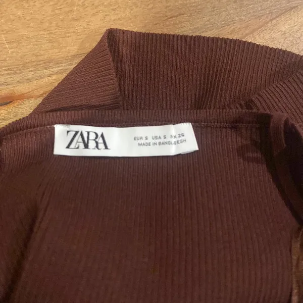 Zara Chocolate Ribbed Top - Image 3