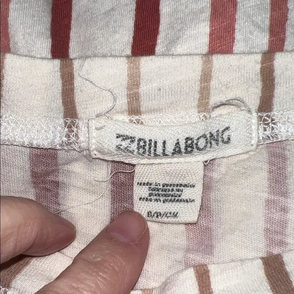 Billabong Red and Cream Striped Blouse with Bell Sleeves 072626 - Image 3