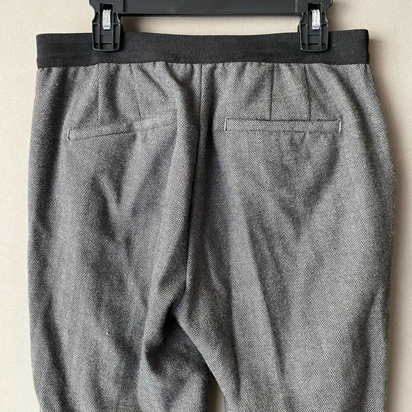 Zara‎ Cotton Herringbone Academia Office Siren Tapered Ankle Pants Small Gray - Image 6