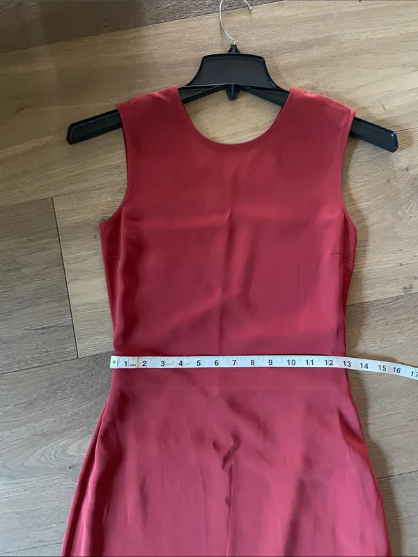ALC Frank Size 2 Sleeveless Shift Dress Cut Out Back Brick Color Midi Slit - Image 12
