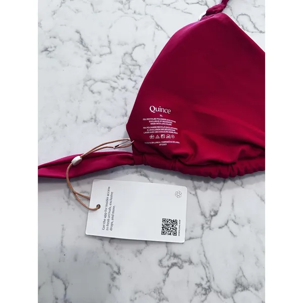NWT Quince Cherry Red Italian Full Coverage Ring Triangle Bikini Top Size XL - Image 3