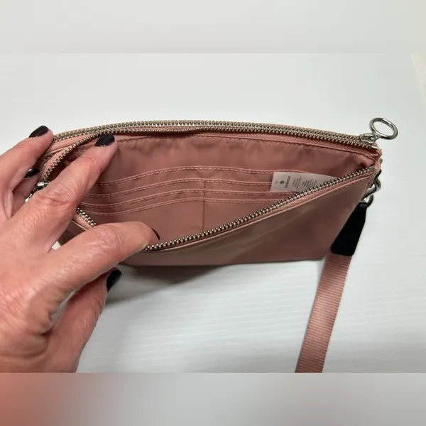 Lululemon Now and Always Pouch Salmon Pink Silver Hardware Removable Wrist Strap - Image 5