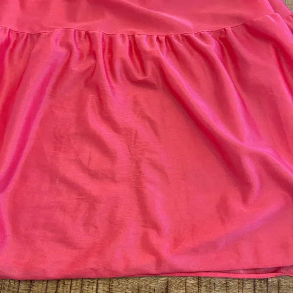 Vintage 70s Maxi Babydoll Slip Dress M Nylon Tiered Coral Nightgown Coquette - Image 13