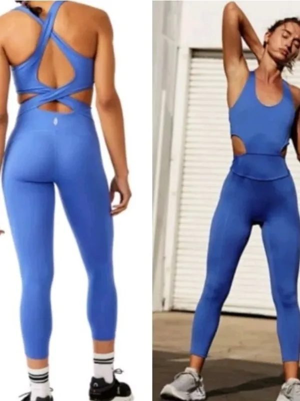 Free People Movement Blue Jumpsuit Womens XS Athletic Gym Workout One Piece - Image 2