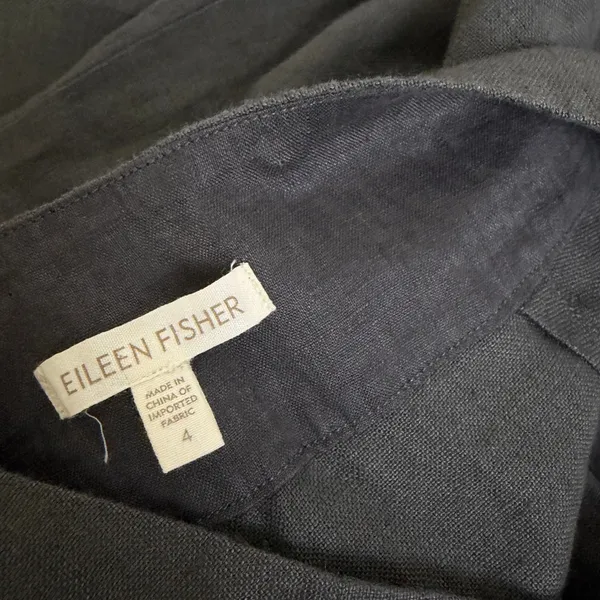 Eileen Fisher Linen Pants Womens 4 Gray Wide Pleated Career Trousers 32" - Image 10