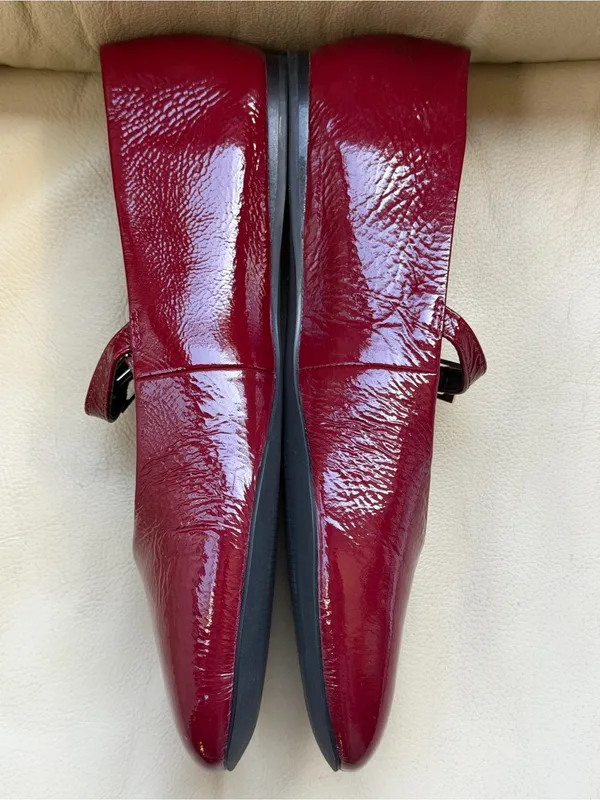 Nordstrom Burgundy Patent Leather Mary Jane Flats 6M Ballet Core Y2K Chic Retro! - Image 9