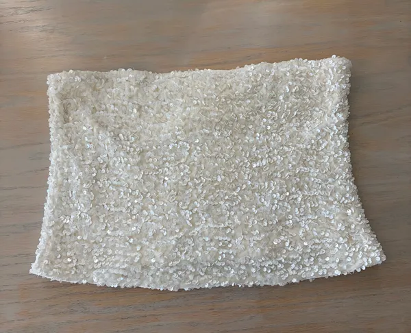 H&M White Sequin Mini Skirt/Top - Image 3
