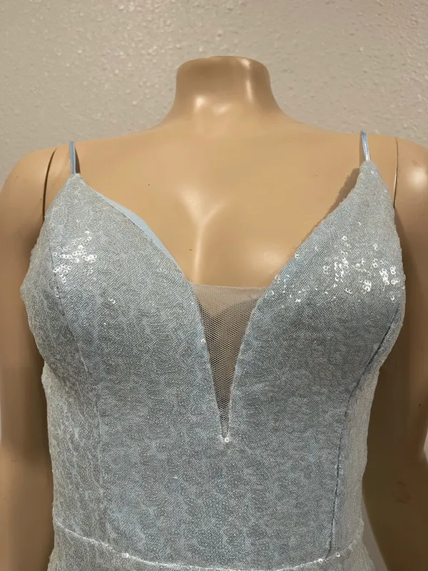 Windsor Gorgeous Sparkle Sequin Light Blue Form Fitting Prom Dress Size Small S - Image 6