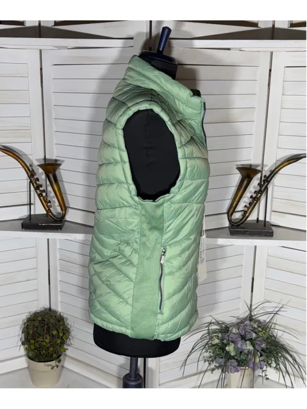 Roosevelt light green puffer vest quilted fleece lined outerwear hiking skiing L - Image 3