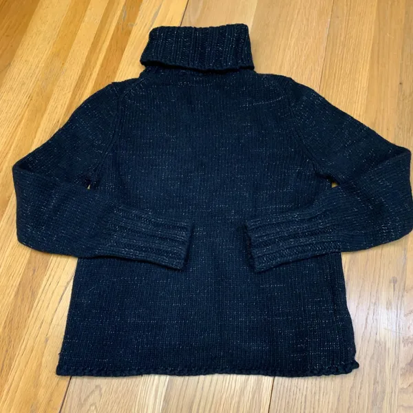 Gap Womens Medium Black‎ Metallic Shimmer Lambswool Angora Turtleneck Sweater - Image 5