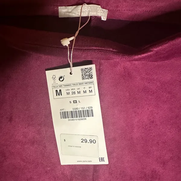 NWT Zara Velvet High-Waisted Purple Shorts Sz M‎ - Image 4