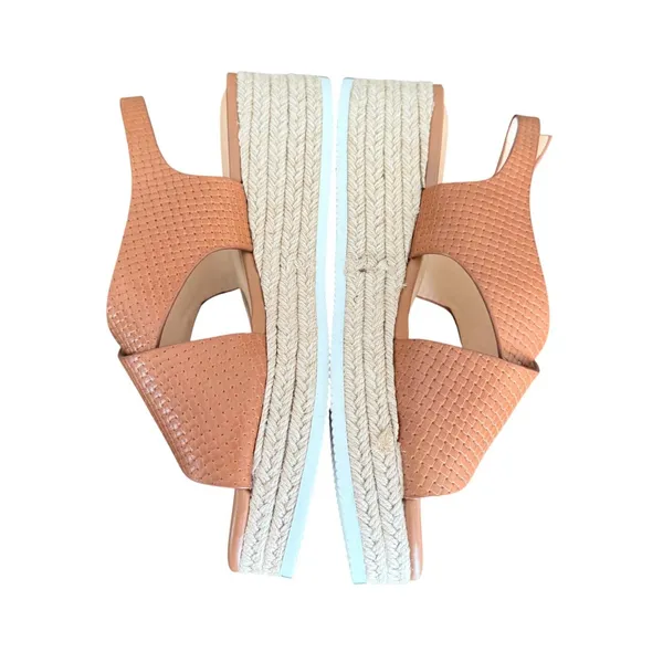 Alex Marie Women Brown Textured Leather Espadrille Wedge‎ Sandals 8.5M Boho chic - Image 4