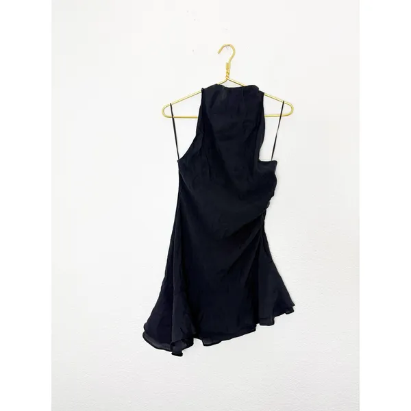NWT Zara Black Halter Asymmetrical Ruffle Mini Dress Medium Fairy Whimsigoth - Image 4