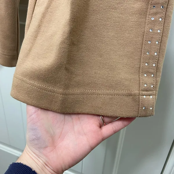 EUC Architect women’s‎ bedazzled side tan thick cotton sweatpants medium - Image 4