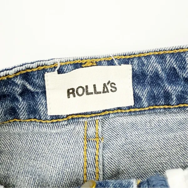 Rolla’s Original Short High Rise Cut Off Medium Juliet Wash Blue Denim Shorts - Image 15