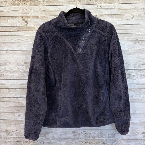 The North Face Womens L Pullover Osito Fleece Asymmetrical Snap Purple Outerwear - Image 2